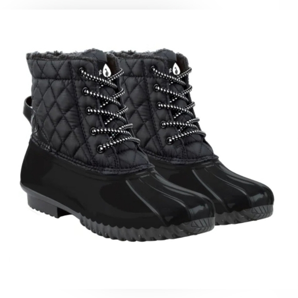Sporto Shoes - Sporto Women's Quilted Lace-Up Winter Duck Boots Black NIB